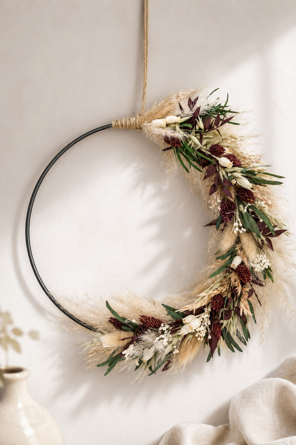 Trockenblumen - Trockenblumenstrauß - Pampasgras - Flower Hoop "brown nature love"