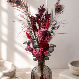 Trockenblumenstrauß "red infinity peacock"