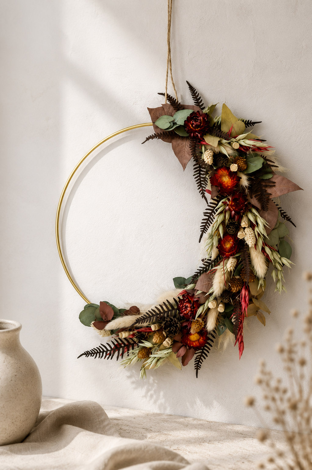 Trockenblumen - Trockenblumenstrauß - Pampasgras - Flower Hoop "golden harvest"