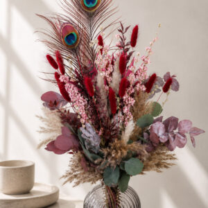 Trockenblumenstrauß "red peacock"