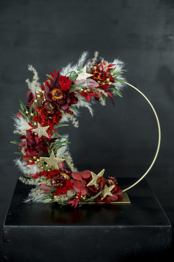 Flower Hoop auf Metallfuß "gold 'n red xmas"
