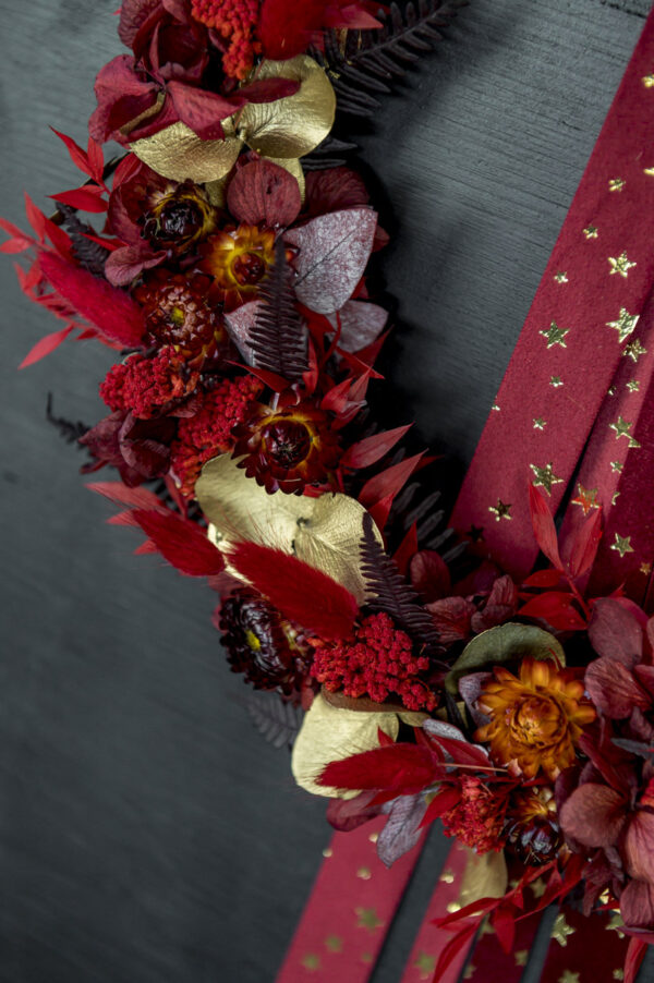Türkranz / Flower Hoop "red velvet xmas" – Bild 2