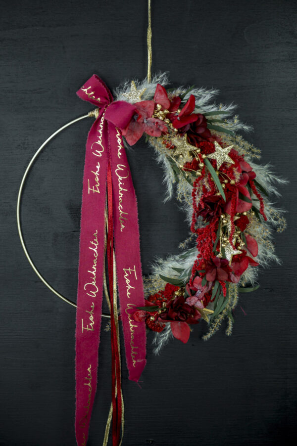 Türkranz / Flower Hoop "gold 'n red xmas"