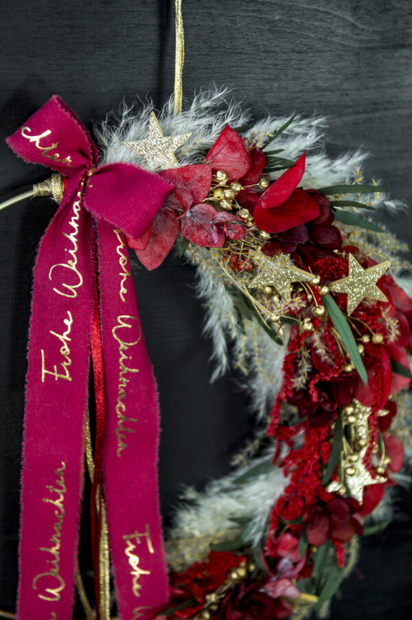 Türkranz / Flower Hoop "gold 'n red xmas" – Bild 2