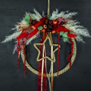 Türkranz / Flower Hoop "red natural xmas"