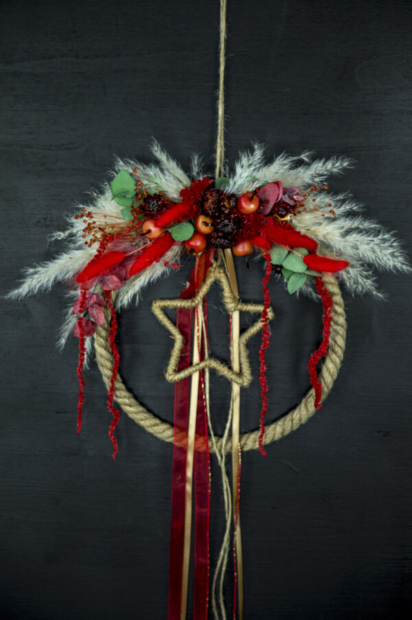 Türkranz / Flower Hoop "red natural xmas"