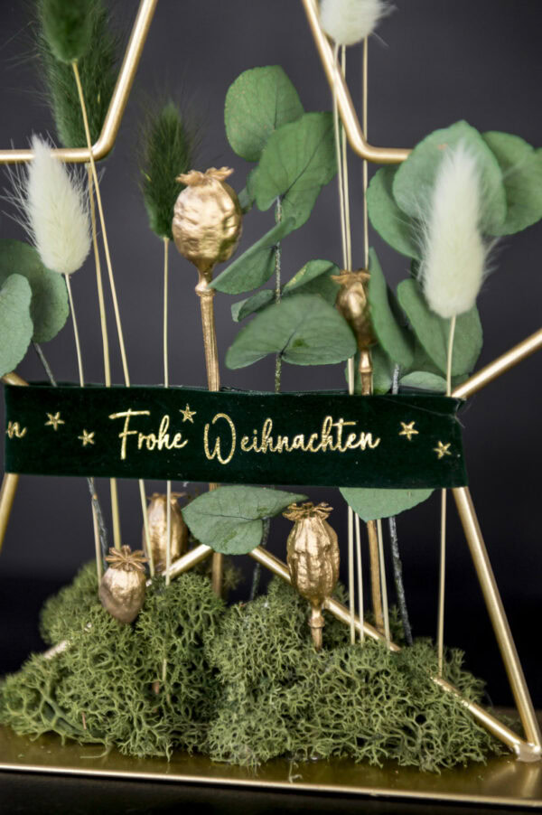 Metallstern mit Trockenblumen "green xmas - golden star" – Bild 2