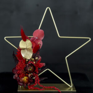 Metallstern mit Trockenblumen "red velvet xmas"