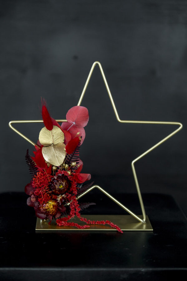 Metallstern mit Trockenblumen "red velvet xmas"