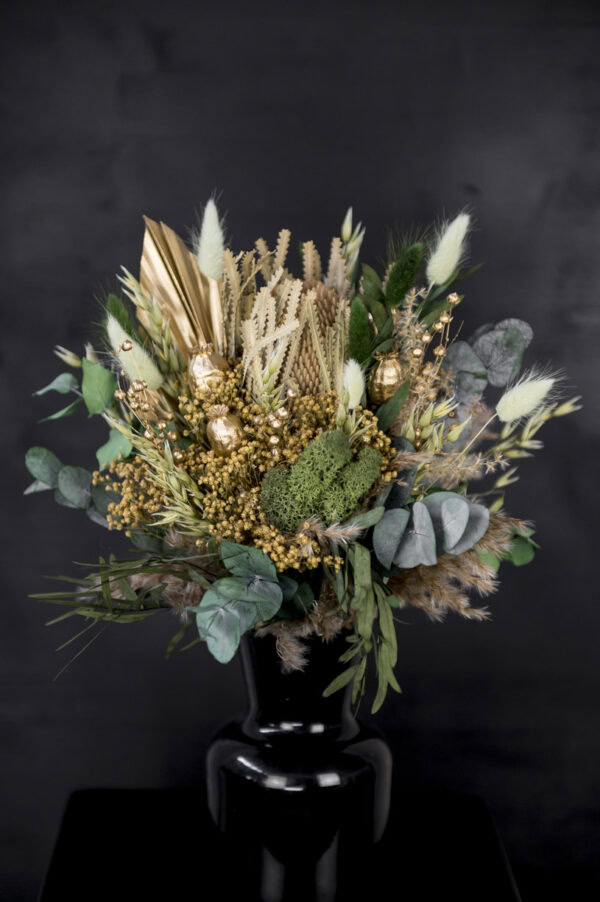 Trockenblumenstrauß "gold 'n green xmas"