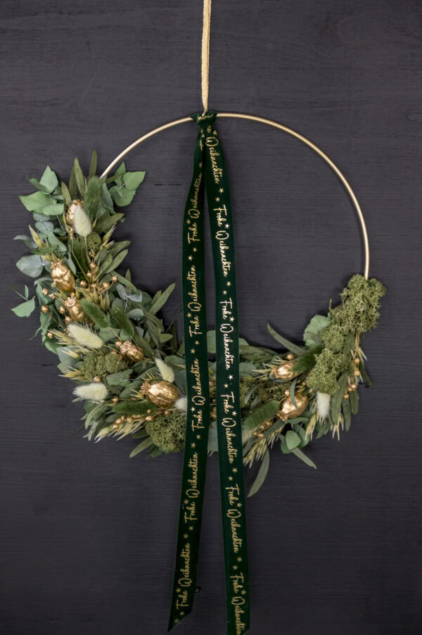Türkranz / Flower Hoop "gold 'n green xmas"