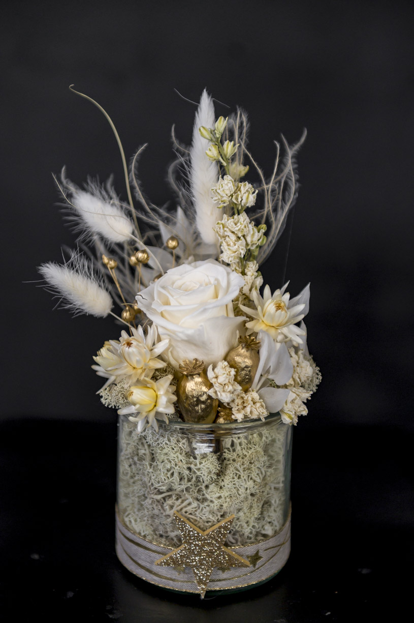 Trockenblumen - Trockenblumenstrauß - Pampasgras - Trockenblumengesteck "gold'n xmas"