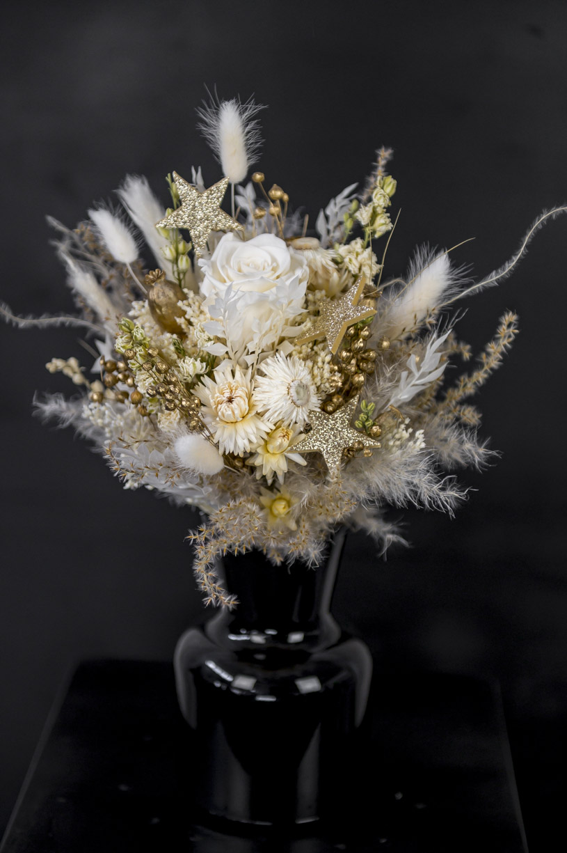 Trockenblumen - Trockenblumenstrauß - Pampasgras - Trockenblumenstrauß "gold'n touch xmas"