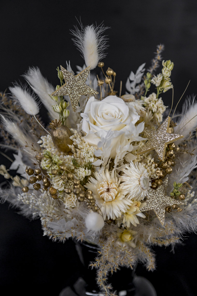 Trockenblumen - Trockenblumenstrauß - Pampasgras - Trockenblumenstrauß "gold'n touch xmas" – Bild 2