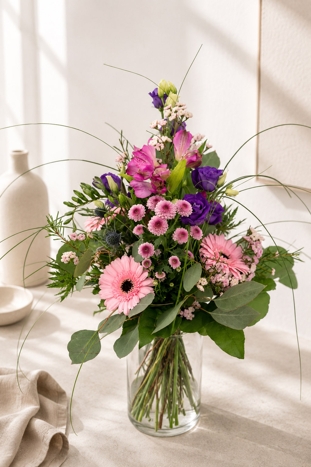 Trockenblumen - Trockenblumenstrauß - Pampasgras - Blumenstrauß "Herzklopfen"