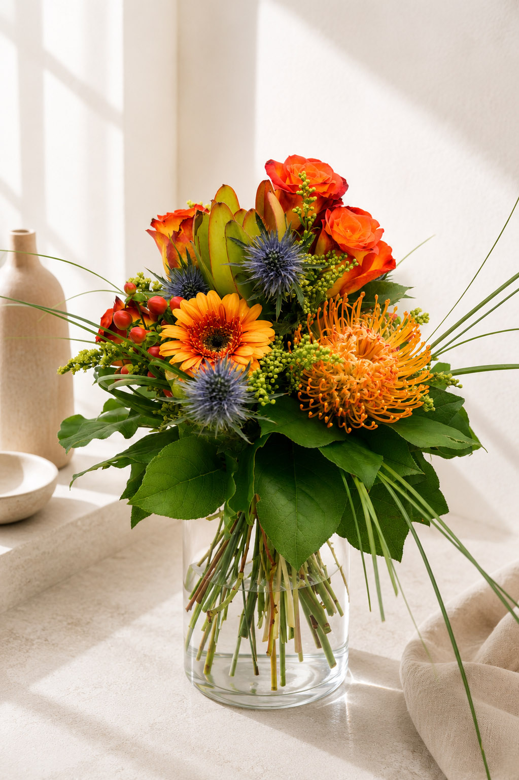 Trockenblumen - Trockenblumenstrauß - Pampasgras - Blumenstrauß "orange wonder"